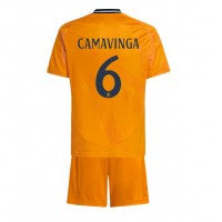 Real Madrid Eduardo Camavinga #6 Bortaställ Barn 2024-25 Korta ärmar (+ Korta byxor)